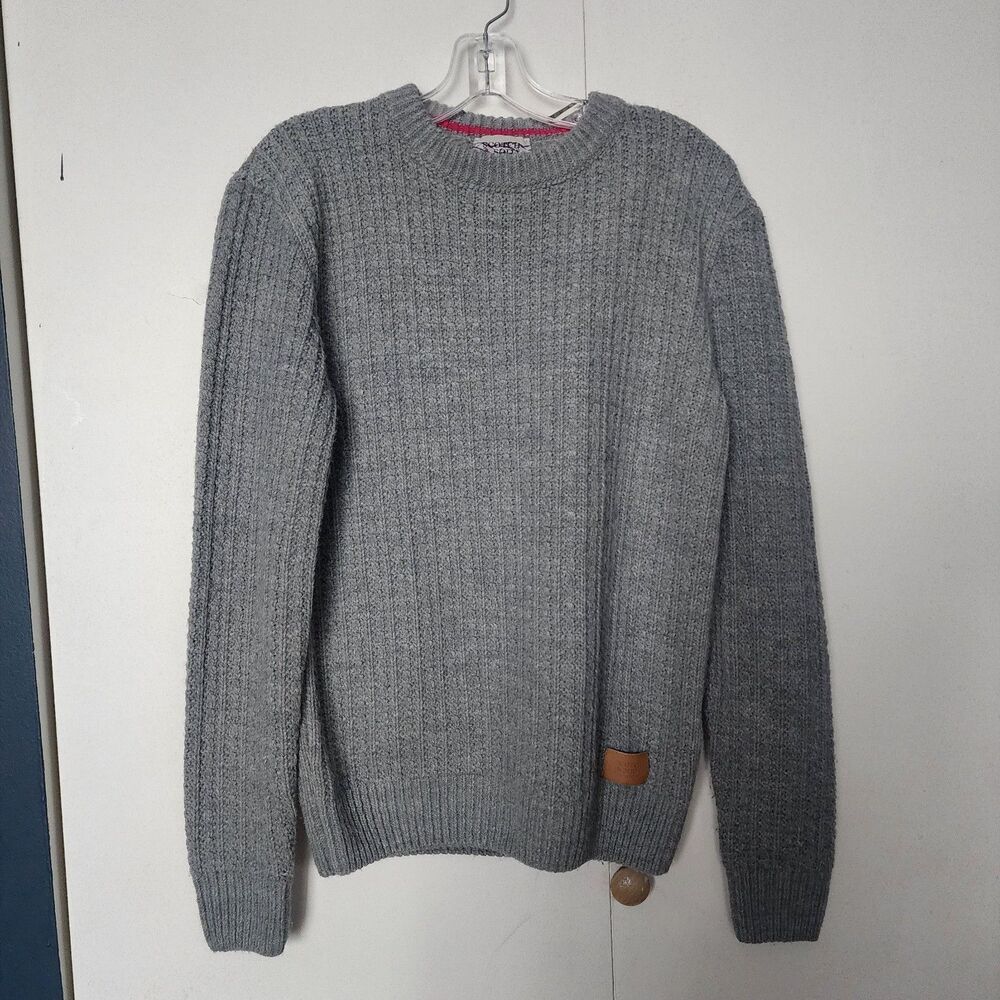 Scotch & Soda Men's Gray Chunky-Knit Pullover Sweater S Acrylic Wool